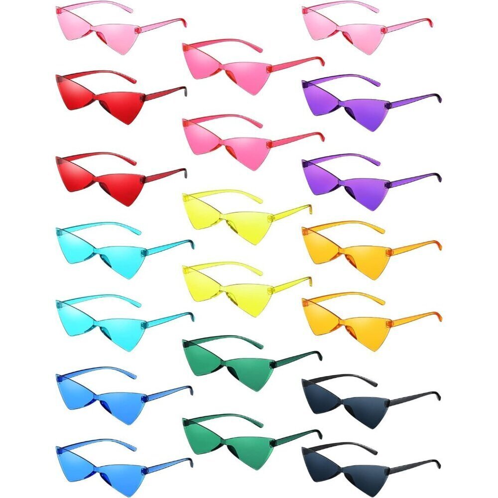 20 Pairs Rimless Cat Eye Sunglasses for Women Men Kids Variety Pack
